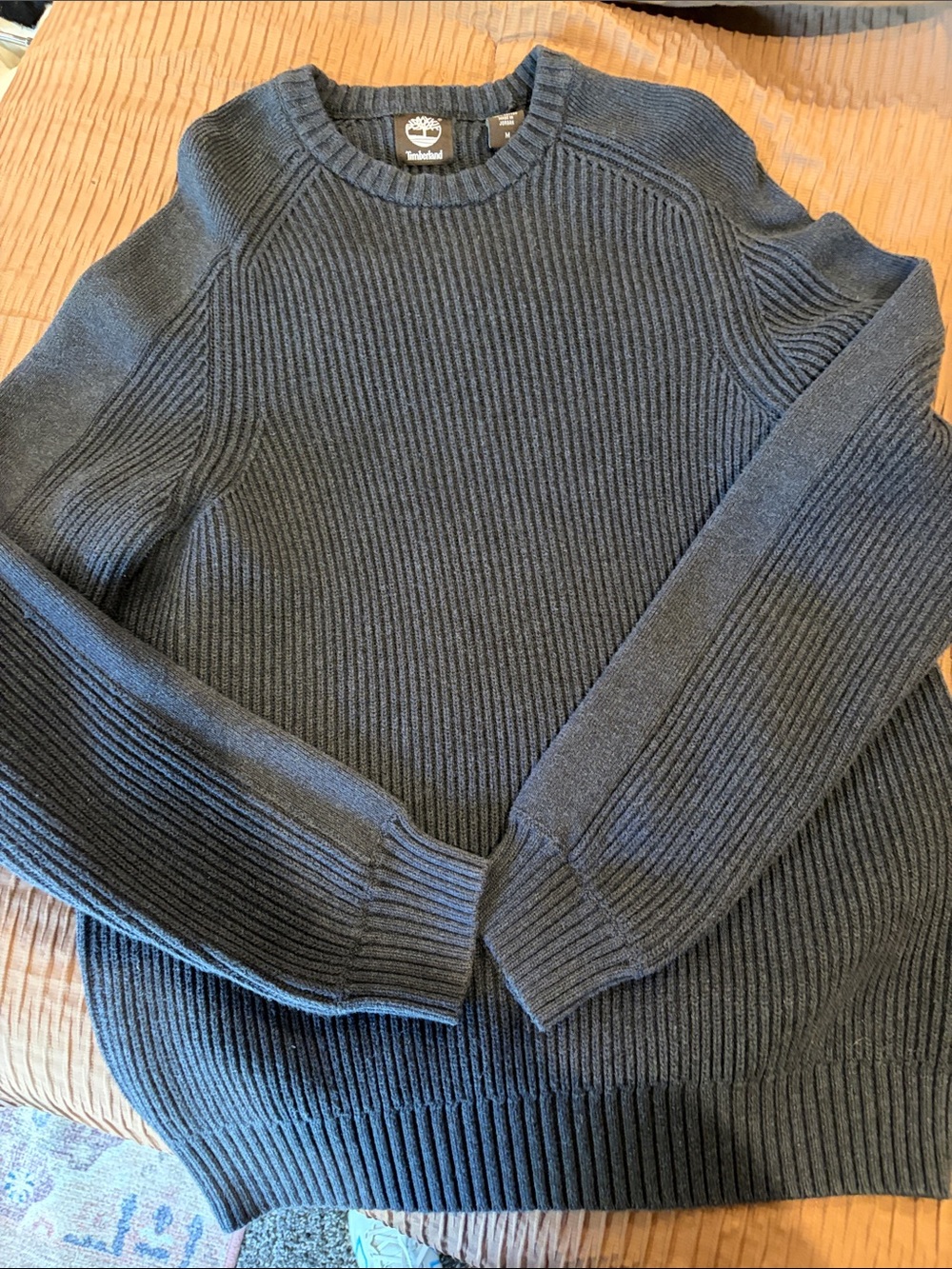 Timberland Women's Charcoal Ribbed Crewneck Sweater